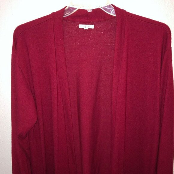 Maurices Womens Size XXL Maroon Open Front Pockets Stretch Sweater Cardigan Top - Picture 5 of 13
